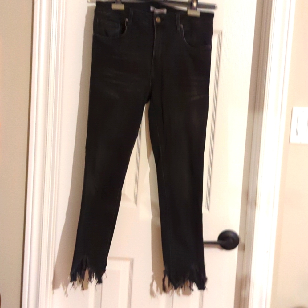 Mavi woman's jeans, black, size 30, distressed hem, ankle length